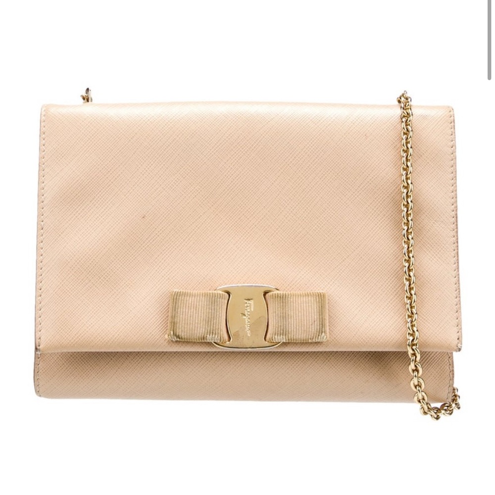 Salvatore Ferragamo Vara Bow Crossbody Beige